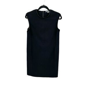 VINCE Black Faux Leather Piping Sleeveless Shift MIni Office Dress Size XS